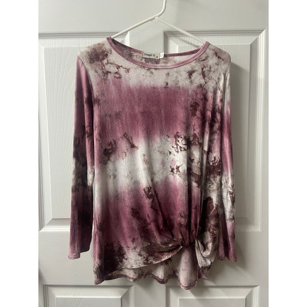 Ginger G Women's Size M black and gray tie-dye t-shirt top